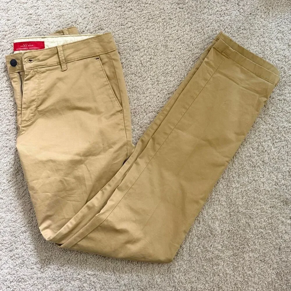 Zara Men's Tan and Cream Trousers